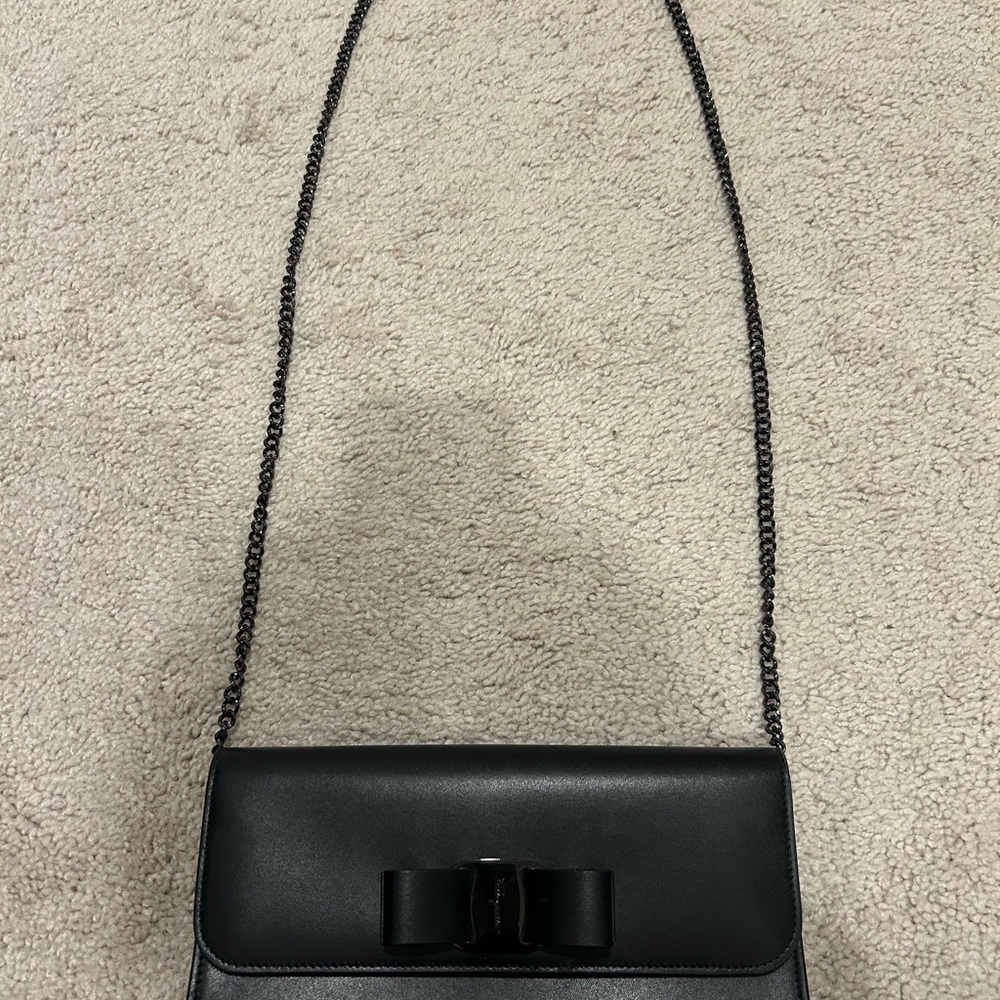 Salvatore Ferragamo Black Crossbody Bag with Bow Detail - Picture 3 of 12